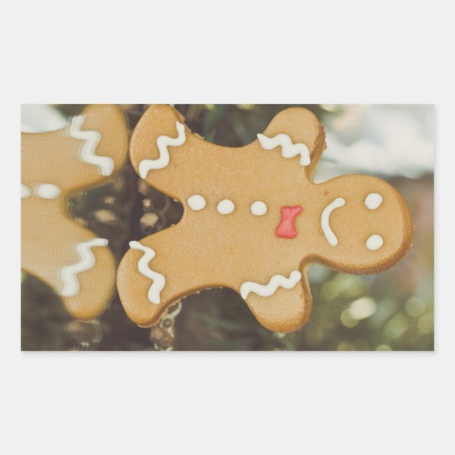 Christmas gingerbread man rectangular sticker (Front)
