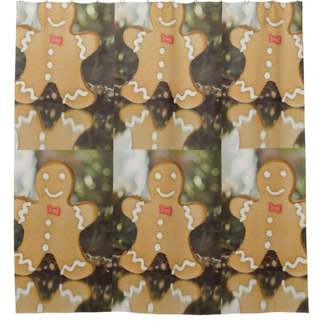 Christmas gingerbread man shower curtain (Front)