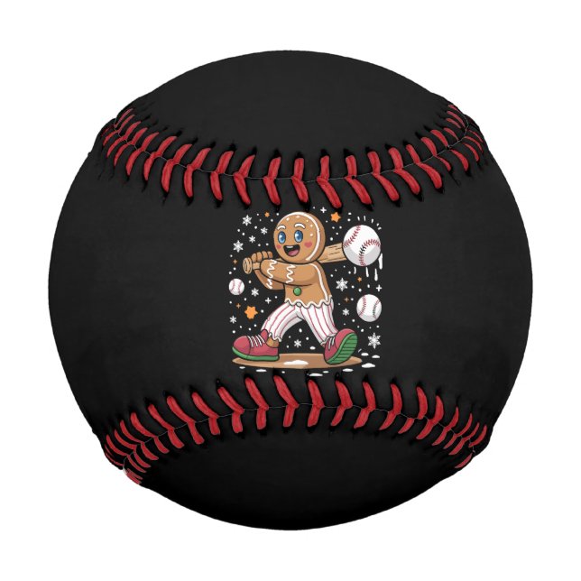 Christmas Gingerbread Man Sports Player Baseball  (Front)
