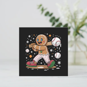 Christmas Gingerbread Man Sports Player Baseball Holiday Card