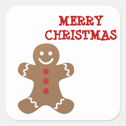 Christmas Gingerbread Man Square Sticker