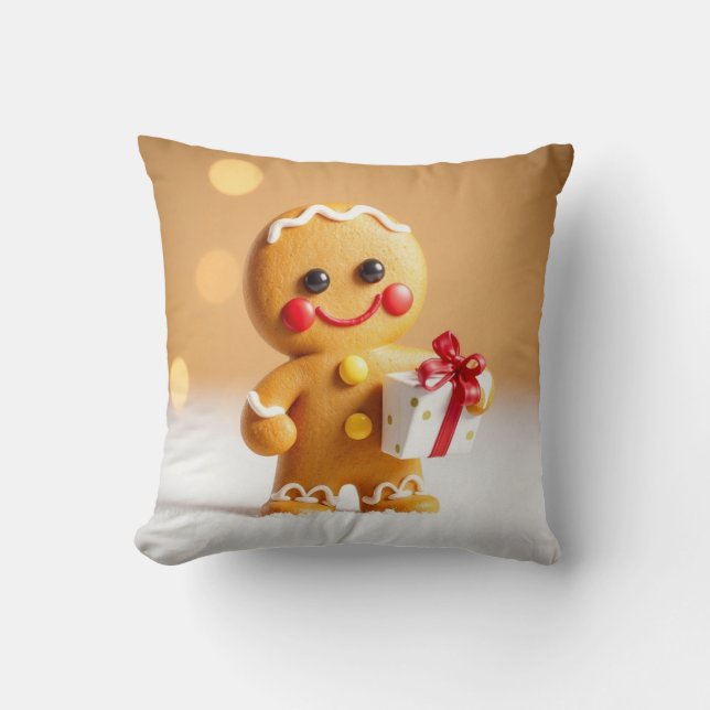 Christmas gingerbread man throw pillow (Front)