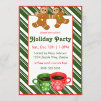 Christmas Gingerbread Men and Coffee Invitation