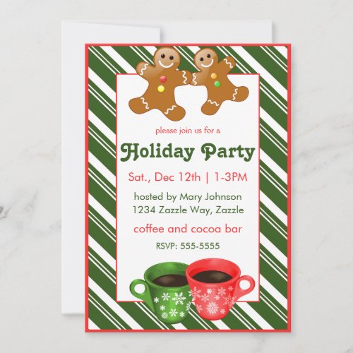 Christmas Gingerbread Men and Coffee Invitation