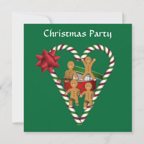 Christmas Gingerbread Men Holiday Party Invitation