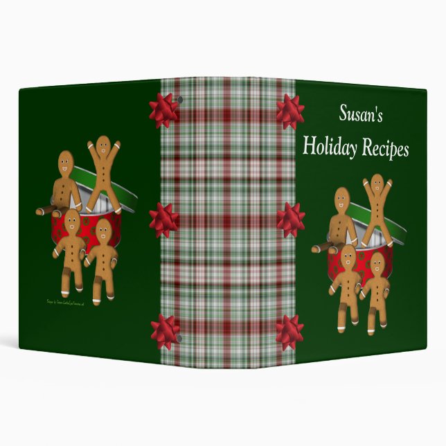 Christmas Gingerbread Men Holiday Recipe  3 Ring Binder (Background)