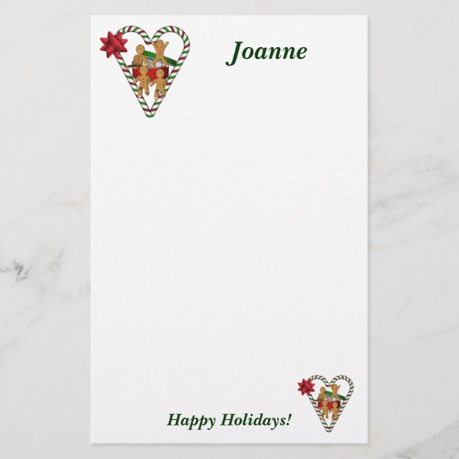 Christmas Gingerbread Men Holiday Stationery (Front)