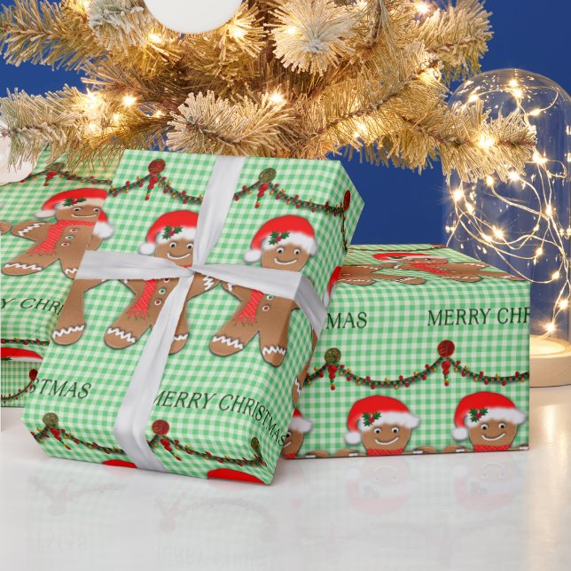 Christmas Gingerbread Men large for Kids Wrapping Paper (Holidays)