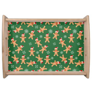 Christmas Gingerbread Men on Green Serving Tray
