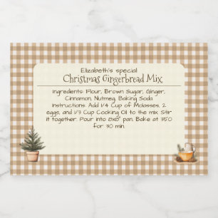 Christmas Gingerbread Mix Brown Gingham Labels