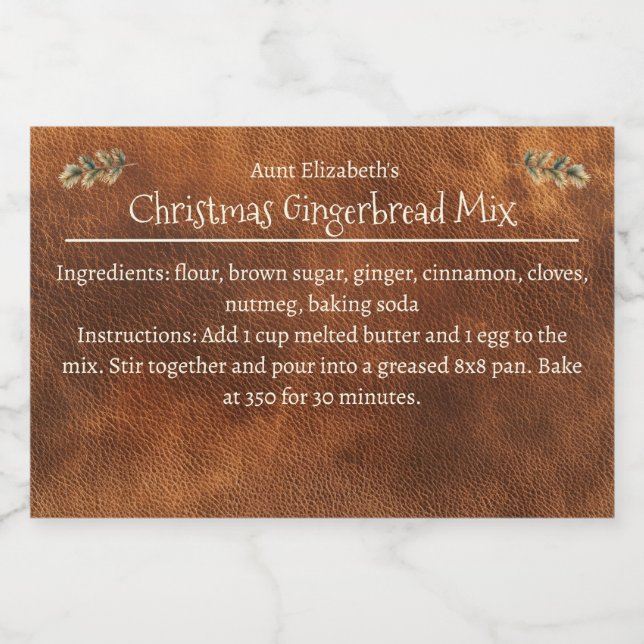 Christmas Gingerbread Mix Personalized Brown  Food Label (Single Label)