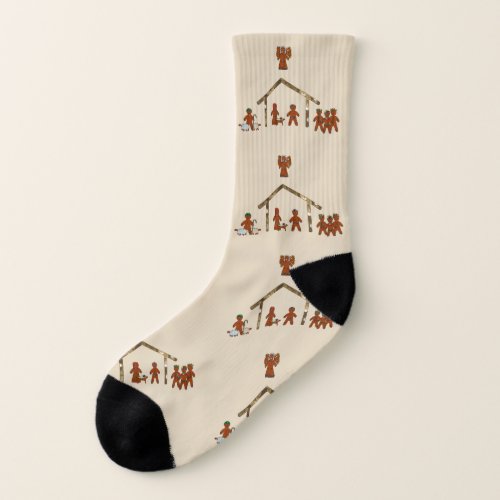 christmas gingerbread nativity socks