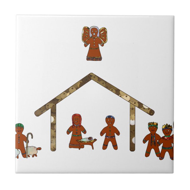 christmas gingerbread nativity tile (Front)