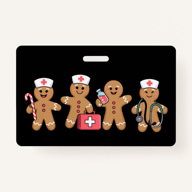 Christmas Gingerbread Nurse Team Crew Gifts Badge (Front)
