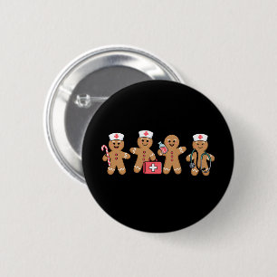Christmas Gingerbread Nurse Team Crew Gifts Button