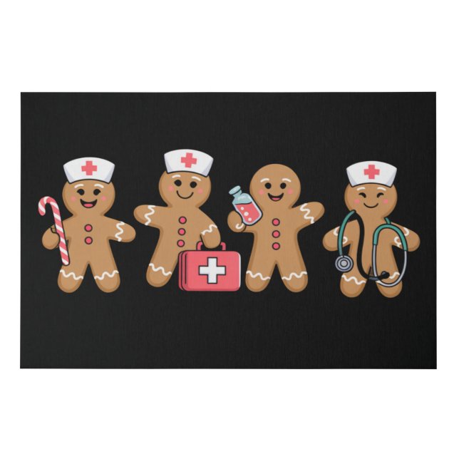 Christmas Gingerbread Nurse Team Crew Gifts Faux Canvas Print (Front)