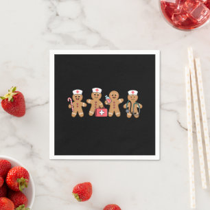 Christmas Gingerbread Nurse Team Crew Gifts Napkins