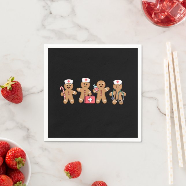 Christmas Gingerbread Nurse Team Crew Gifts Napkins (Insitu)