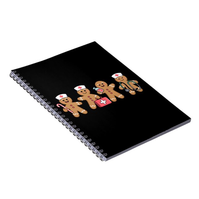 Christmas Gingerbread Nurse Team Crew Gifts Notebook (Right Side)
