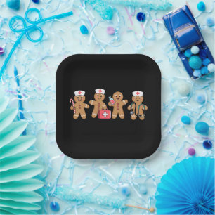 Christmas Gingerbread Nurse Team Crew Gifts Paper Plates