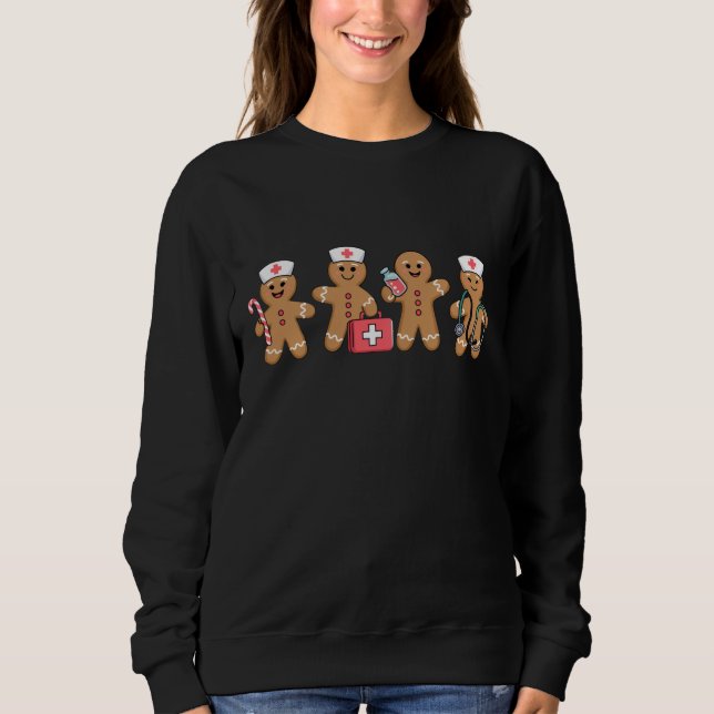 Christmas Gingerbread Nurse Team Crew Gifts Sweatshirt (Front)