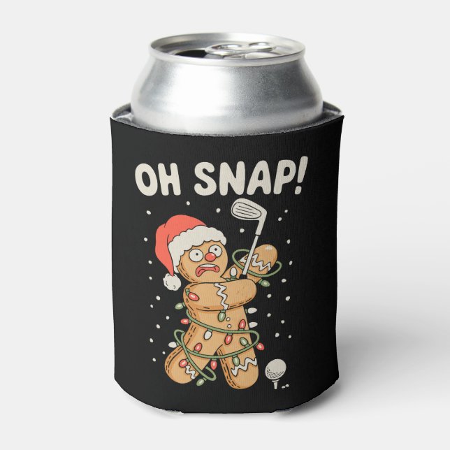 Christmas Gingerbread Oh Snap Cookie Golf Golfer Can Cooler (Can Front)