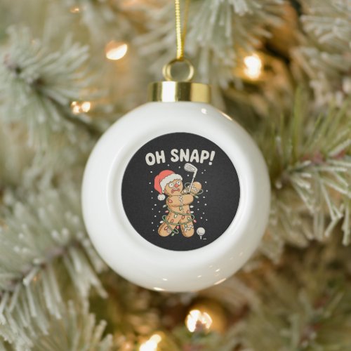 Christmas Gingerbread Oh Snap Cookie Golf Golfer Ceramic Ball Christmas Ornament