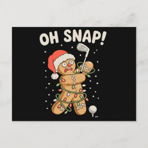 Christmas Gingerbread Oh Snap Cookie Golf Golfer Holiday Postcard