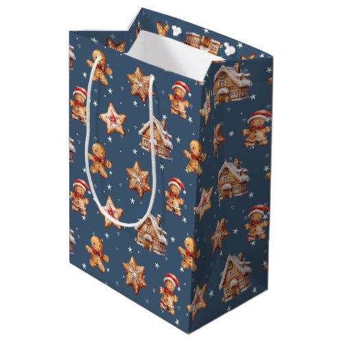 Christmas Gingerbread On Stars Medium Gift Bag