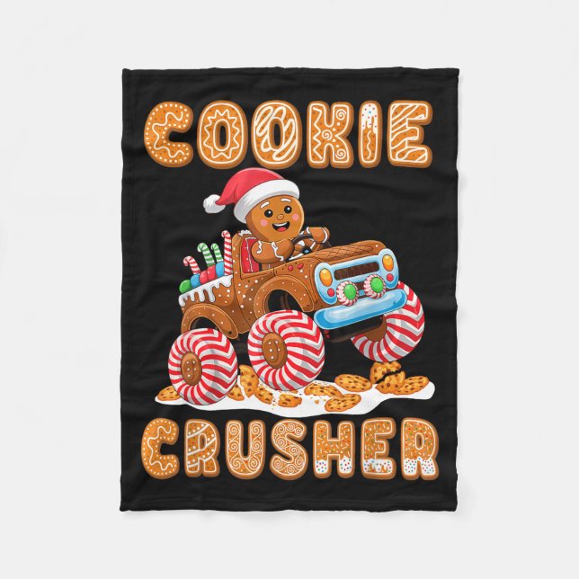 Christmas Gingerbread Pajamas Cookie Crusher Monst Fleece Blanket (Front)