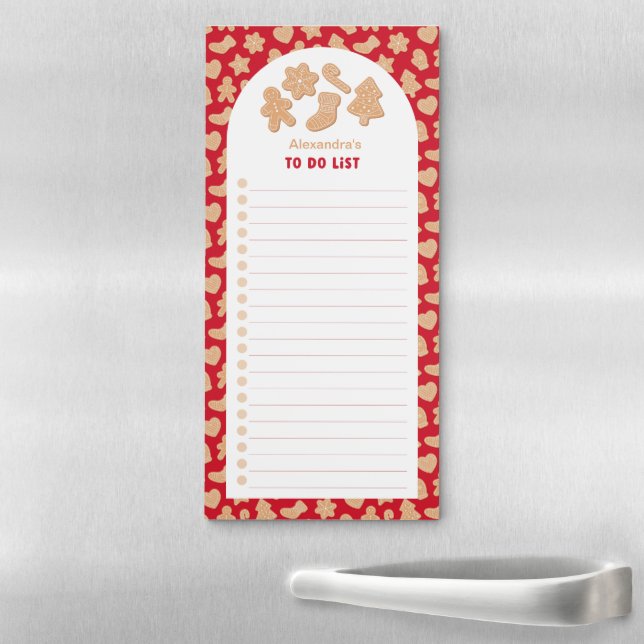 Christmas Gingerbread Pattern Custom To Do List Magnetic Notepad (In Situ)