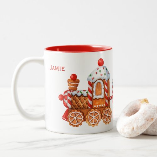 Christmas Gingerbread  Peppermint Train  Two_Tone Coffee Mug