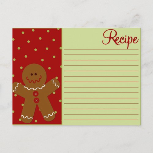 Christmas Gingerbread Recipe Cards