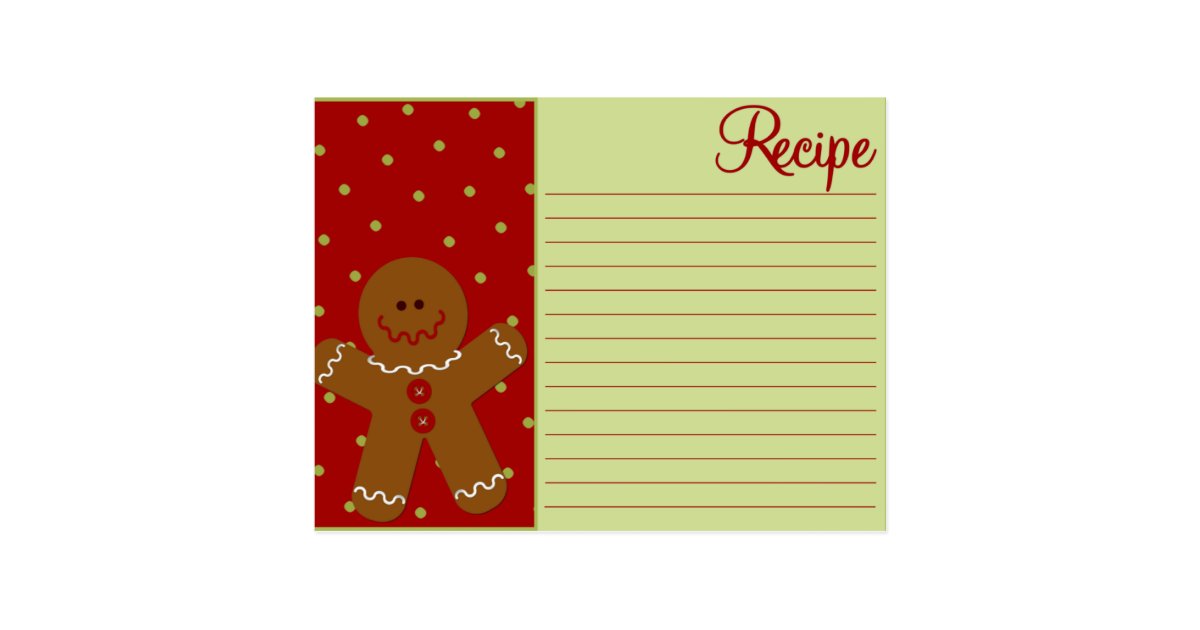 Christmas Gingerbread Recipe Cards | Zazzle