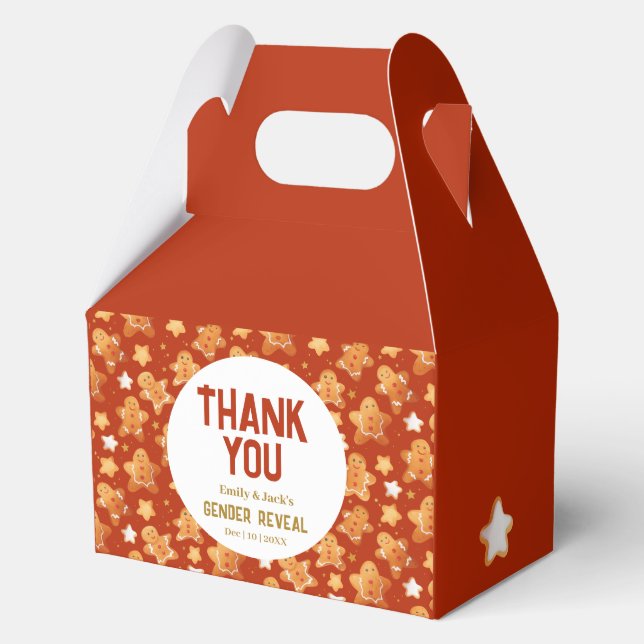 Christmas Gingerbread Red and White  Favor Boxes (Front)