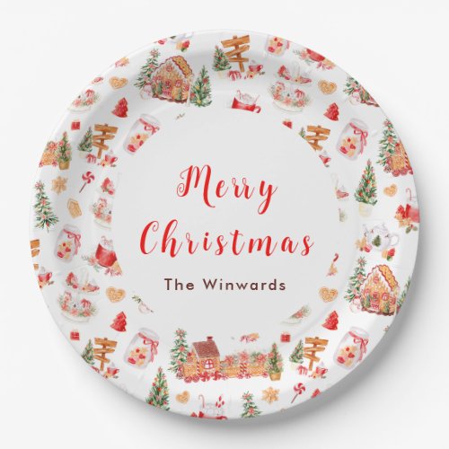 Christmas Gingerbread Red Merry Christmas Paper Plates