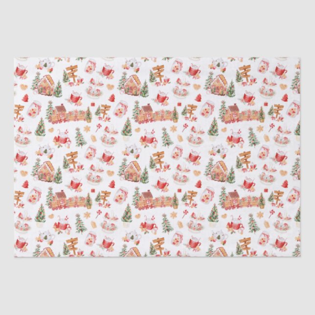 Christmas Gingerbread Red Tissue Paper (Front)