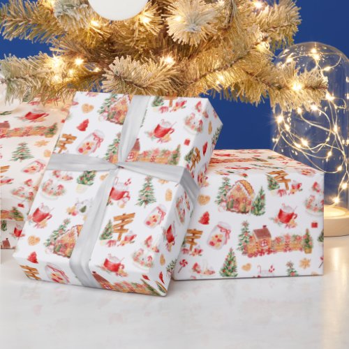 Christmas Gingerbread Red Wrapping Paper