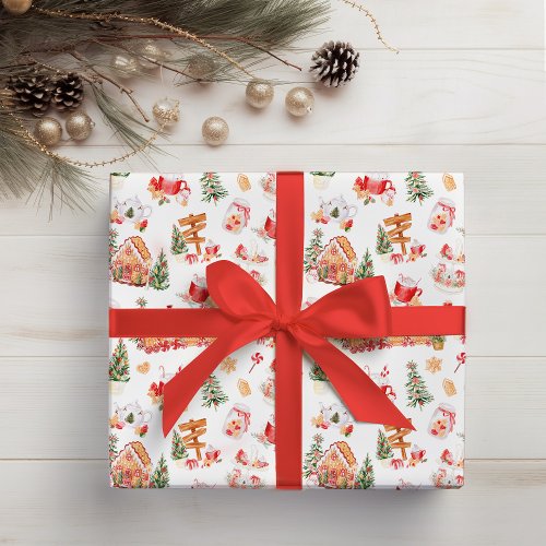 Christmas Gingerbread Red Wrapping Paper