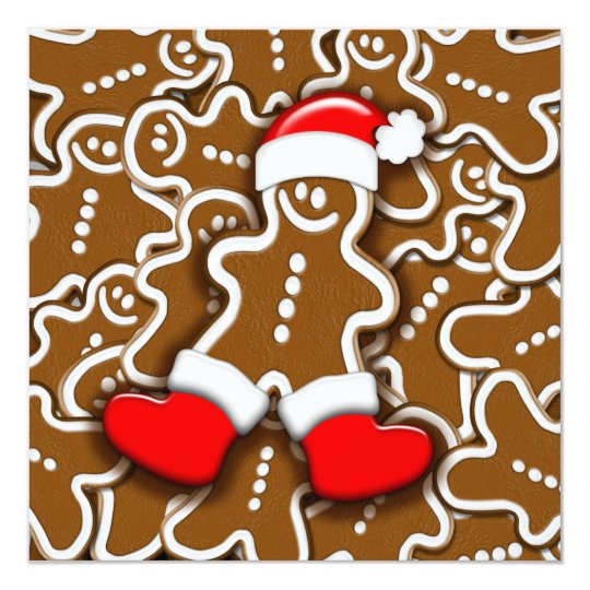Christmas Gingerbread Santa Claus invitation card