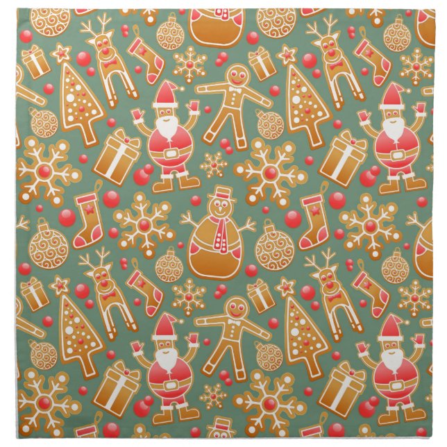 christmas gingerbread santa cloth napkin (Front)