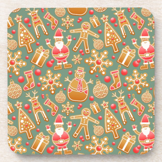 christmas gingerbread santa drink coaster (Front)