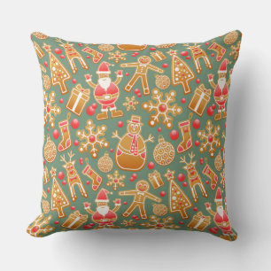 christmas gingerbread santa throw pillow