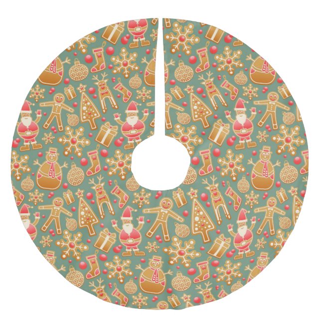 christmas gingerbread santa xmas tree skirt (Front)