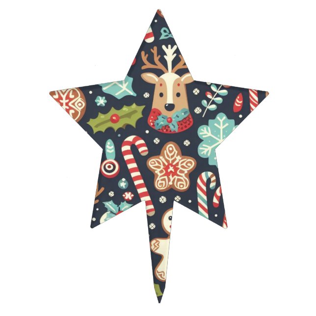 Christmas Gingerbread Seamless Pattern  Cake Topper (Front)