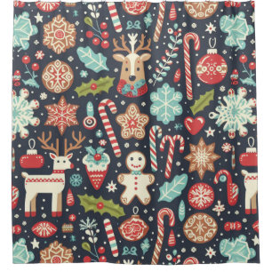 Christmas Gingerbread Seamless Pattern Shower Curtain