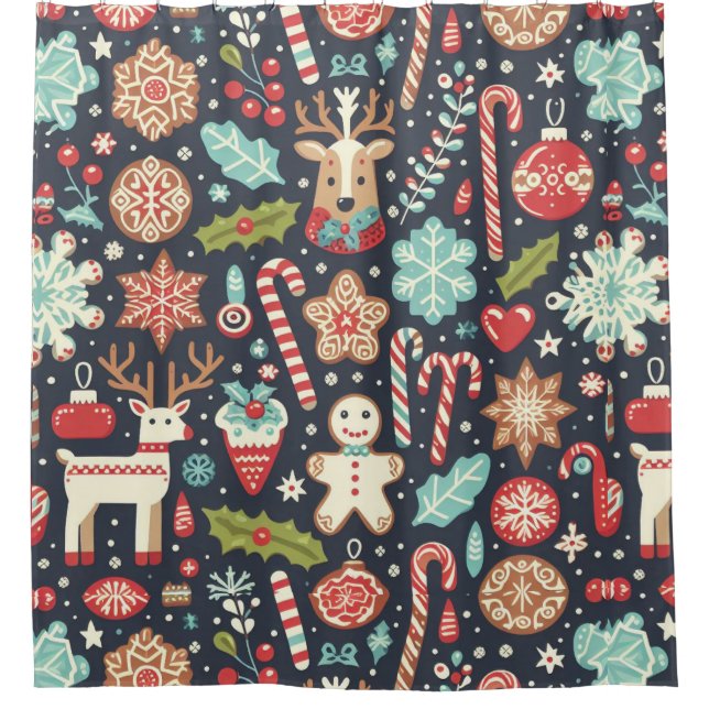 Christmas Gingerbread Seamless Pattern  Shower Curtain (Front)