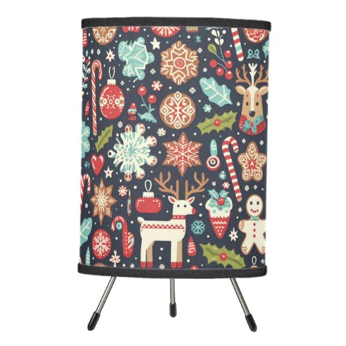 Christmas Gingerbread Seamless Pattern  Tripod Lamp