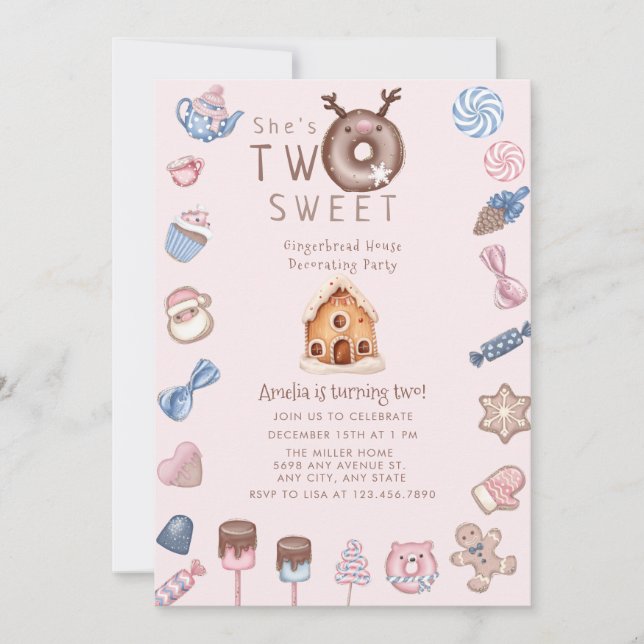 Christmas Gingerbread | Second Birthday Invitation (Front)