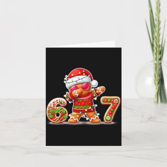 Christmas Gingerbread Six Seven 67 Ice Cream Drip  Card (Front)